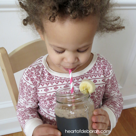 Don't you love her smoothie mustache? I could barely take pictures before she wanted to guzzle it down!