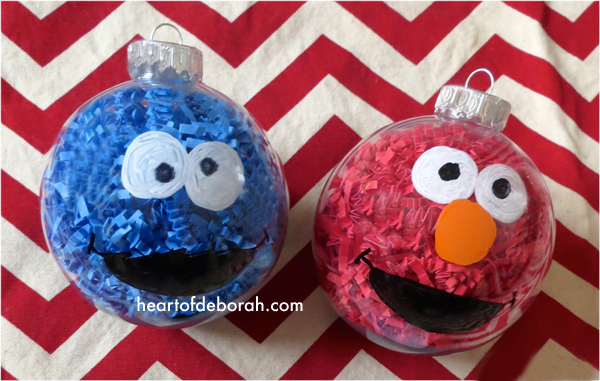 DIY Sesame Street (Elmo & Cookie Monster) Kid Made Ornaments Inspired By Your Favorite Children's Book 