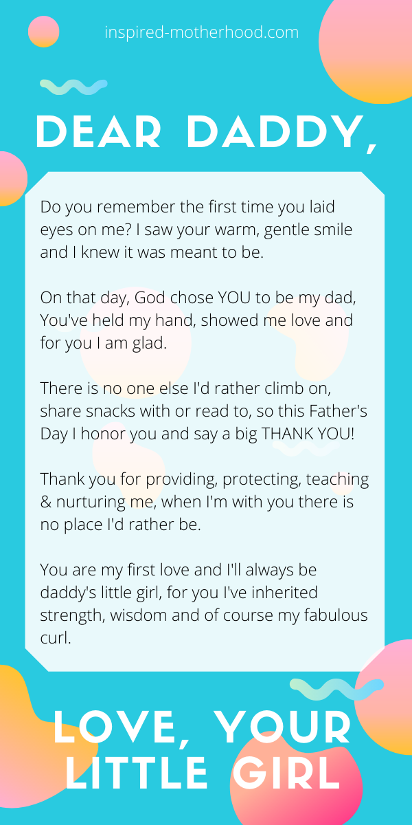 What a cute Father's Day gift idea! Help your daughter write a cute dear daddy poem. A perfect gift from a daughter to her father for Father's Day! 