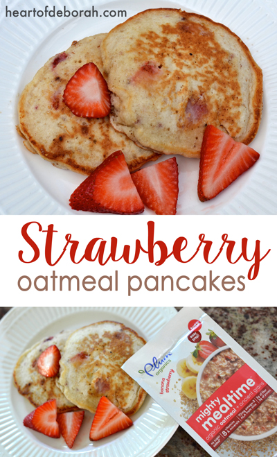 This strawberry oatmeal pancakes recipe is delicious! We had so much fun cooking this with our kids in the kitchen. Made with the best ingredients! 