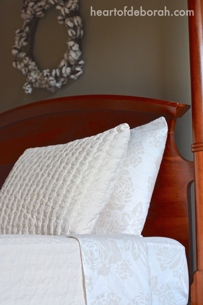 Farmhouse Bedding From Garnet Hill & Eileen Fisher. The washed linen sheets pair perfectly with the rippled organic cotton coverlet. The perfect romantic rustic combination for the master bedroom.