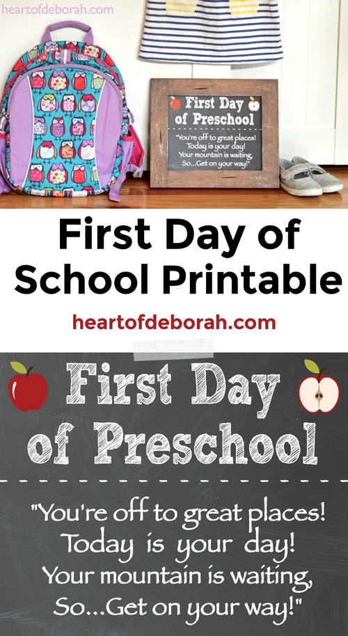 Is your child starting preschool? Take a first day of school photo with this free printable first day of school sign!