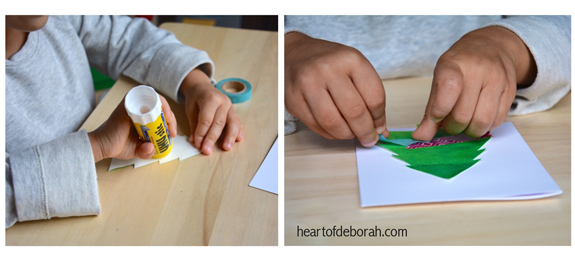 I love this adorable kid's craft! Make your own greeting cards with holiday season with this easy kid made Christmas card.