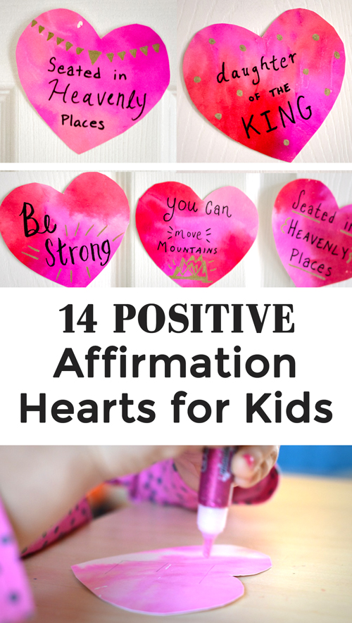 Shower your kids with love and positive affirmations this Valentine's Day. Craft watercolor hearts with positive messages or download pre-made sayings for your kids this Valentine's Day!