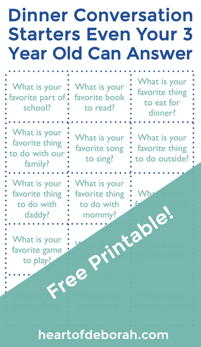 Dinnertime is often chaotic. Kids are yelling "I'm hungry!" as we frantically try to make dinner and clean up. Slow down meal time and enjoy a fun family pizza night theme with these free printable conversation starters. Questions are easy enough for a toddler to answer. 