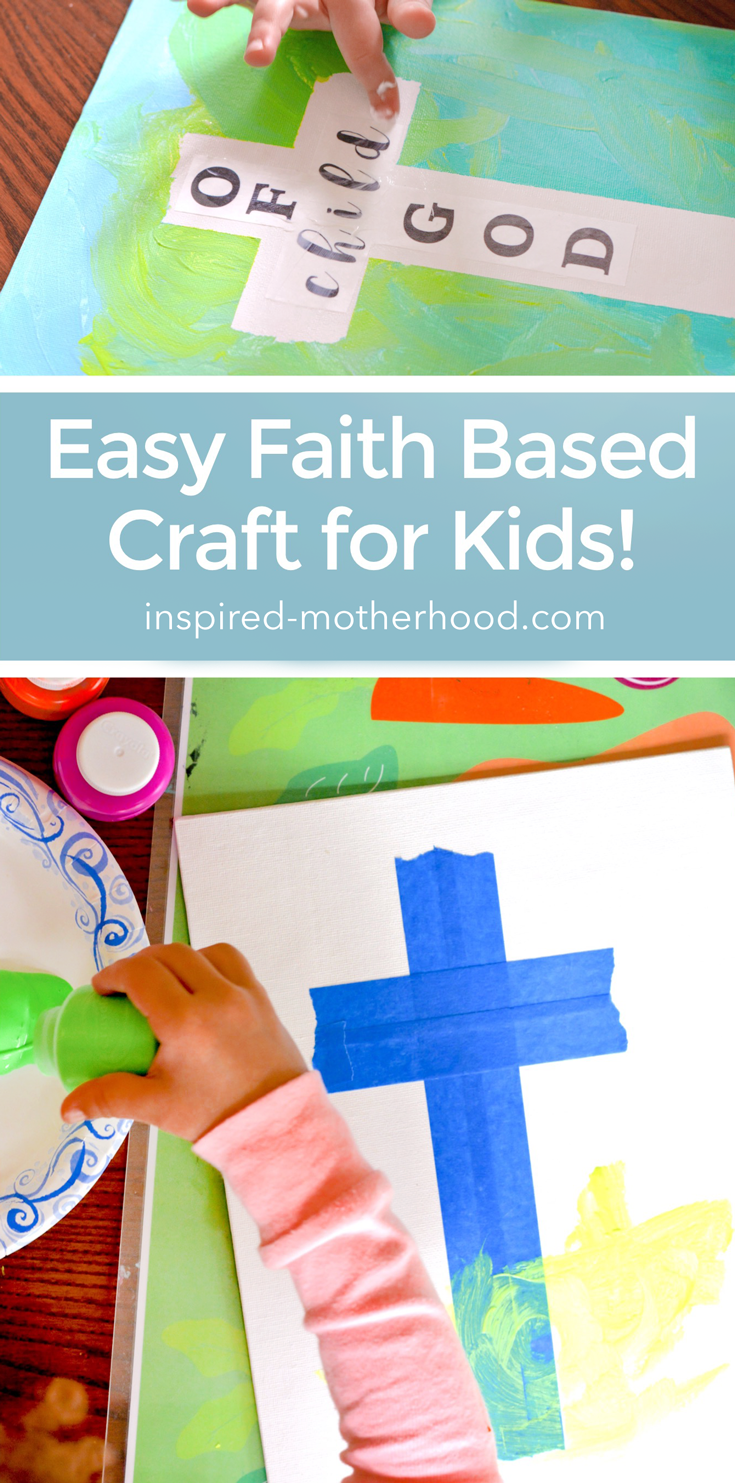 The perfect preschooler craft for this Easter! Kids will love to finger paint and make their own cross canvas art. Faith based art for kids!