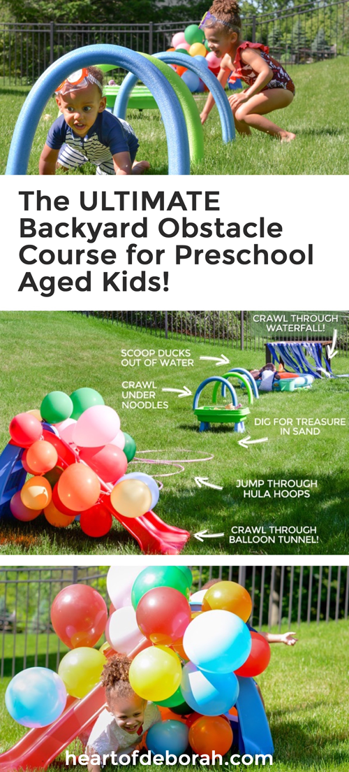 Here are 6 easy and fun obstacles for preschool age kids to enjoy. #backyardfun #disneyjunior #obstaclecourse #kidsactivities #summerfun