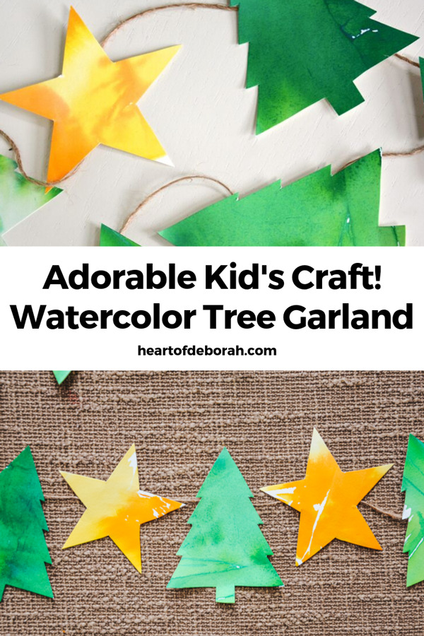 A fun craft to get into the holiday spirit. Make this watercolor Christmas tree garland with your preschooler.