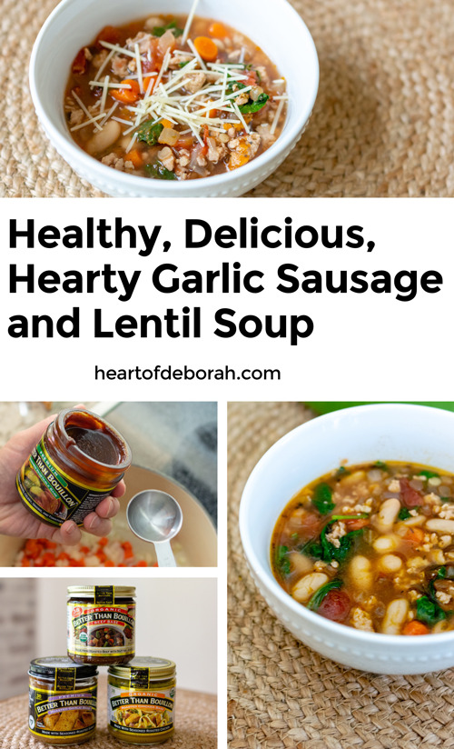 What a delicious recipe! Healthy sausage, lentil and bean soup recipe. 