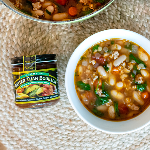 Delicious sausage and lentil soup recipe! Made with Better Than Bouillon which makes it so easy.