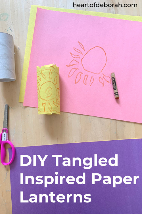 Inspired by our favorite Disney movie, Tangled, these DIY paper lanterns are such an easy kid's craft. Your children will love this simple activity with household items.