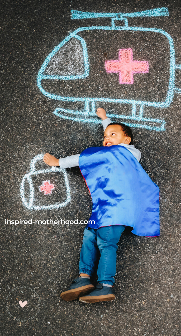 Health care workers are superheroes! Here is a fun way to send messages of love and support to your favorite health care workers with chalk art.