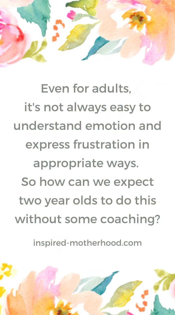 Even for adults, 
it's not always easy to understand emotion and express frustration in appropriate ways. 
So how can we expect two year olds to do this without some coaching?