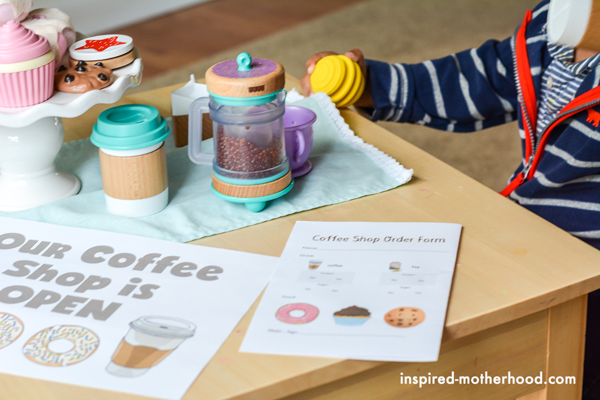 What a cute idea for a a playroom. Create your own dramatic play coffee shop!