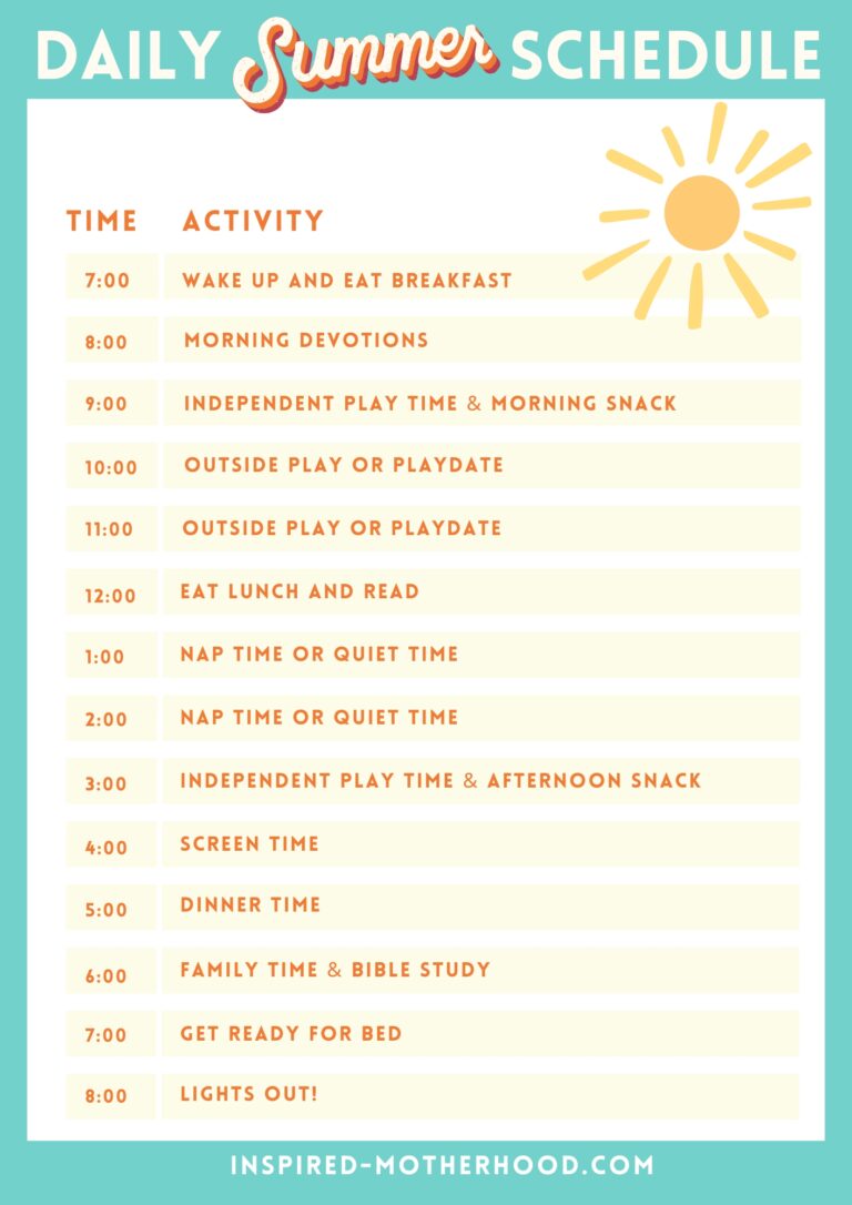 Summer kids schedule that will inspire you plus free printable 
