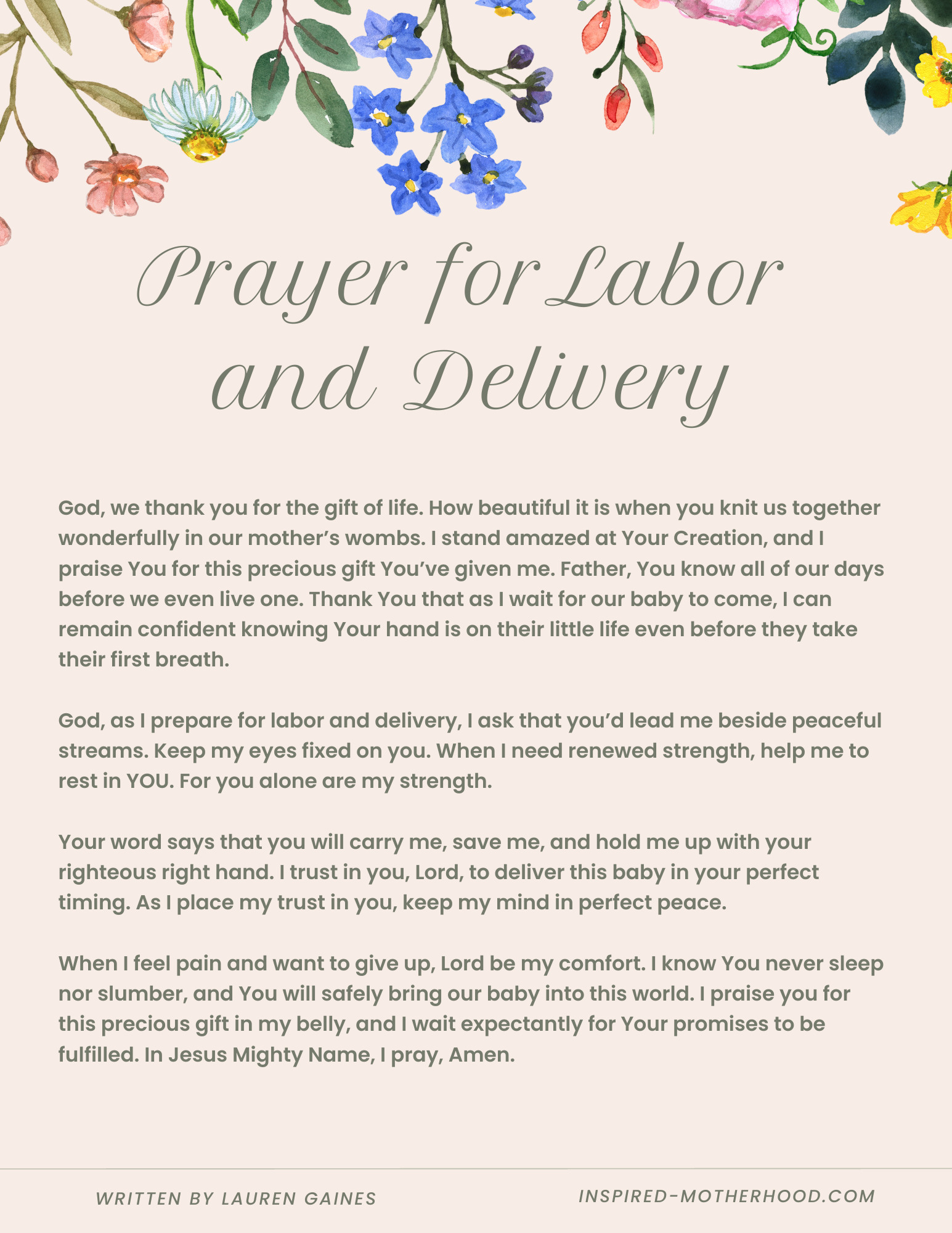 Fix your eyes on Jesus. Use this labor and delivery prayer for a safe delivery of your baby. Pray before, during, or after labor.